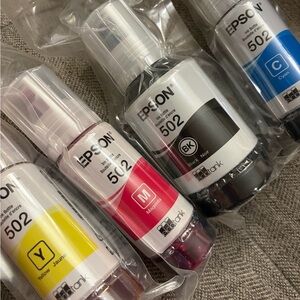 Epson 502 Ink Bottles - Black, Magenta, Cyan, Yellow